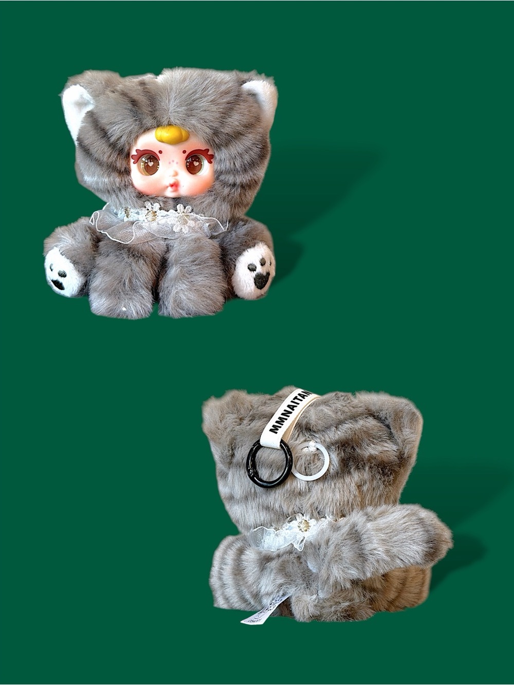 MM Milk Candy Naughty Cat Plush Pendant Spinning Tail - Picture 3 of 17
